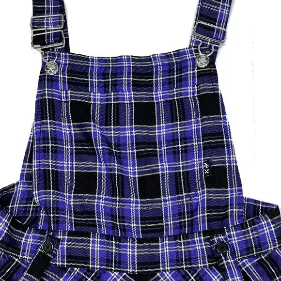 Royal Bones Daang Goodman Tripp Purple Plaid Skirtall Overalls Dress Sz L - NWOT - Picture 3 of 8
